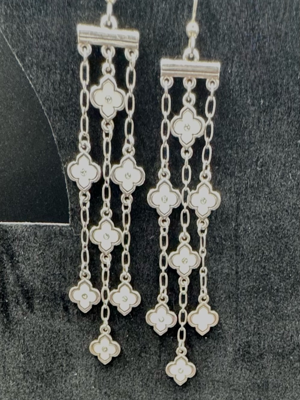 Brighton Toledo Alto White Enamel Flower Dangle Earrings
